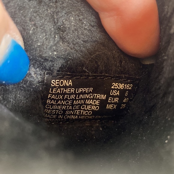 Earth Origins Seona Leather Lace Up Faux Fur Lining Ankle Boots Black Size 8 - Picture 7 of 9